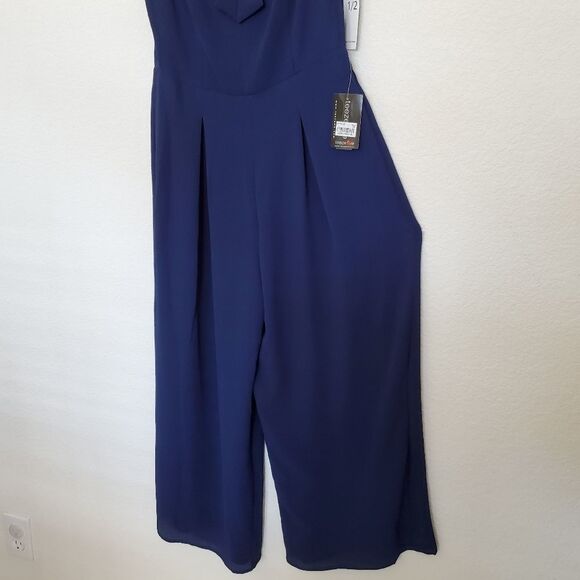 Teeze Me Juniors Sleeveless Textured Jumpsuit 1/2 Spaghetti Straps New - Picture 4 of 12